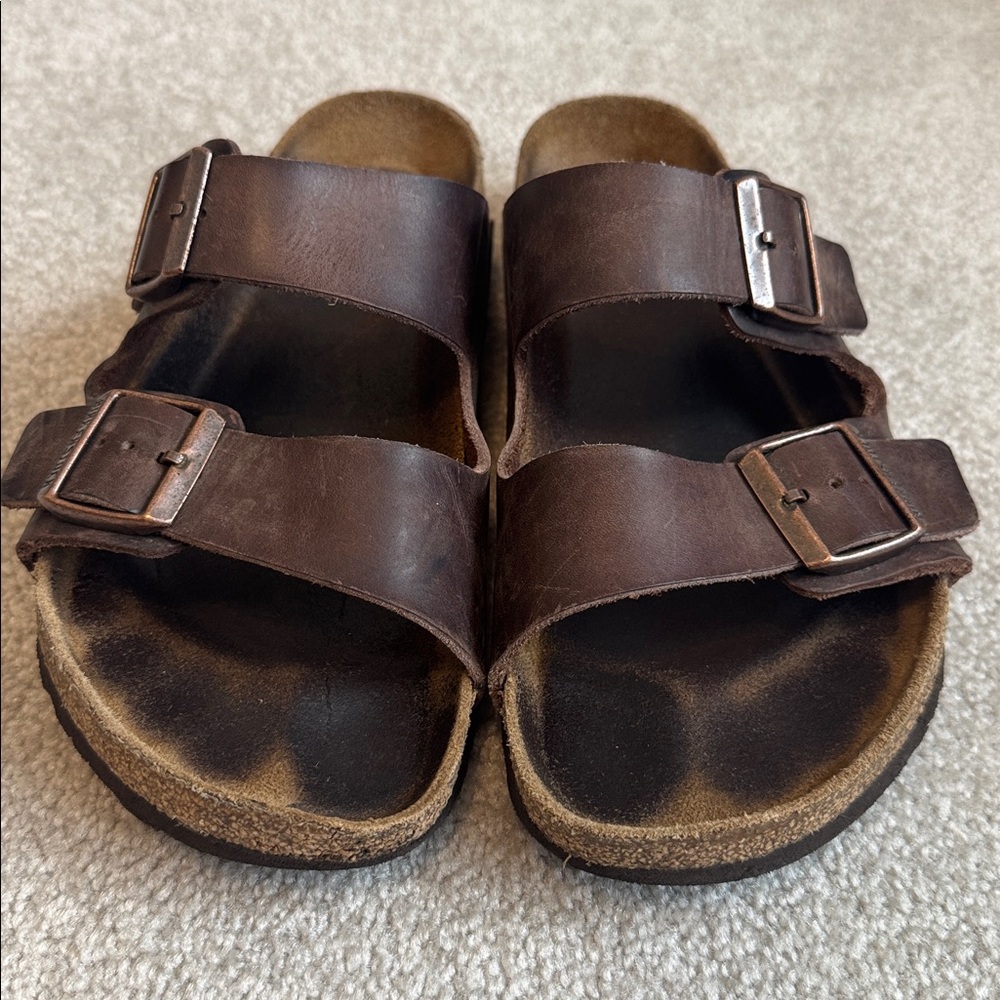 Birkenstock Brown Leather Arizona Sandals Men’s - Picture 2 of 5